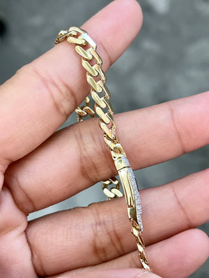 0.426 cttw 7 inches 14k Gold Cuban Link Bracelet
