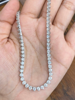 17.30 CT Lab 17 inches 3 Prongs Tennis Necklace