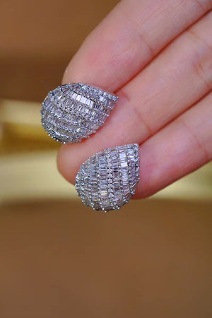 18K White Gold Real Natural Diamond Stud Earrings for Women