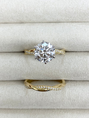 18K White Gold & Yellow Engagement Ring with 3.08 CT Diamond and Matching Yellow Wedding Band