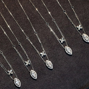 18K White Gold Real Natural Diamond Pendant Necklace for Women