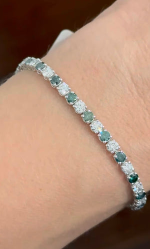 6.54 CT Green and white Lab diamond tennis bracelet