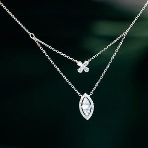 18K White Gold Real Natural Diamond Pendant Necklace for Women