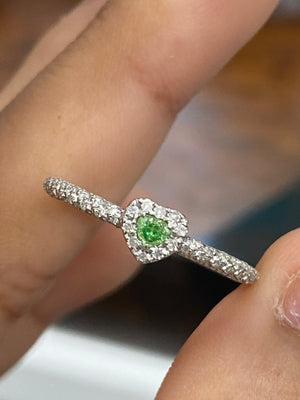 18K White Gold Real Natural Pink Diamond Ring for Women