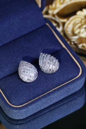 18K White Gold Real Natural Diamond Stud Earrings for Women
