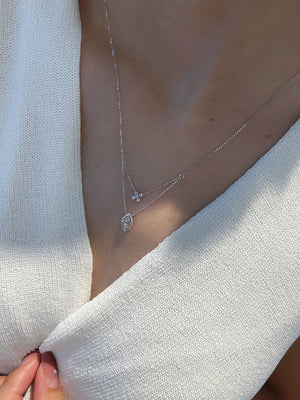 18K White Gold Real Natural Diamond Pendant Necklace for Women