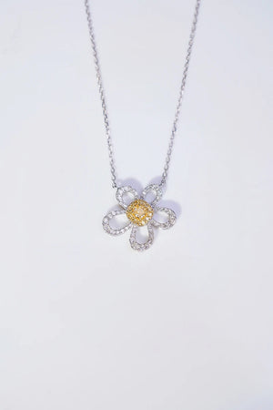 18K White Gold Real Natural Yellow Diamond Pendant Necklace for Women