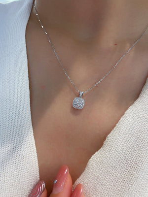 18K White Gold Real Natural Diamond Pendant Necklace for Women