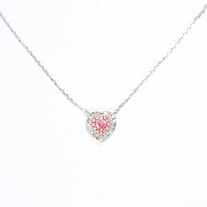 18K White Gold Real Natural Pink Diamond Pendant Necklace for Women