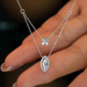 18K White Gold Real Natural Diamond Pendant Necklace for Women