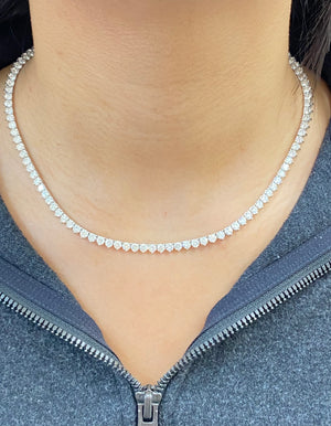 17.30 CT Lab 17 inches 3 Prongs Tennis Necklace