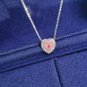 18K White Gold Real Natural Pink Diamond Pendant Necklace for Women