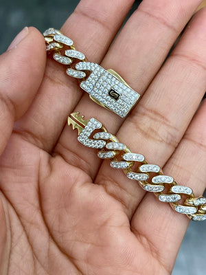 2.96 cttw Lab Diamond 7.5 Inches 14k Yellow Gold Cuban Link Bracelet