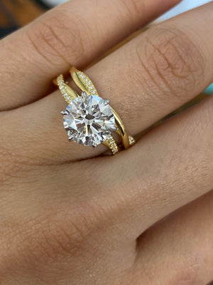 18K White Gold & Yellow Engagement Ring with 3.08 CT Diamond and Matching Yellow Wedding Band