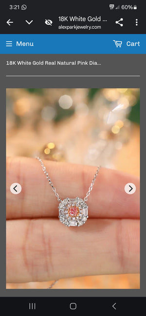 Custom order* 18K yellow Gold Real Natural Pink Diamond Pendant Necklace for Women