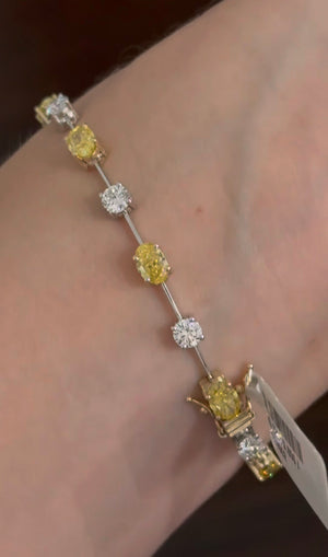8.03ct yellow oval and white round lab diamond bracelet