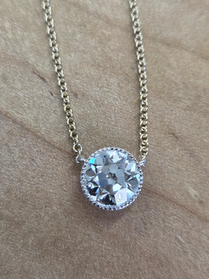 *Custom-made * Bezel set OEC Lab Diamond Necklace