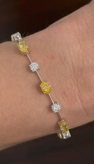 8.03ct yellow oval and white round lab diamond bracelet