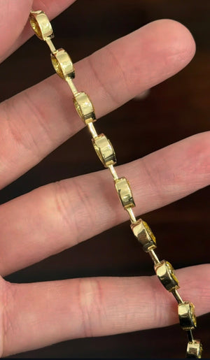 Yellow gold bezel set 10.93ct yellow pear shape lab diamond bracelet