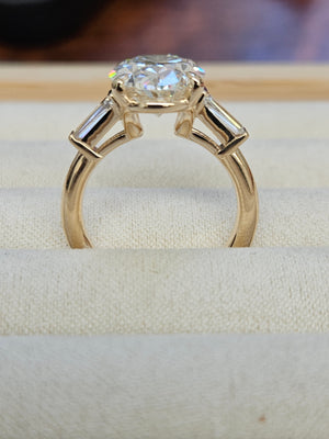 5.0 CT Oval with 0.55 ct baguettes Yellow Engagement Ring