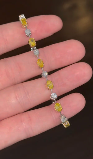 7.15ct oval yellow and round
white lab diamond bracelet