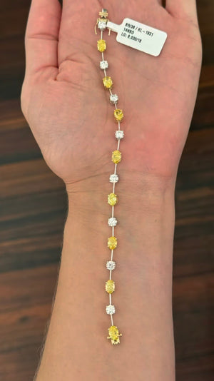 8.03ct yellow oval and white round lab diamond bracelet