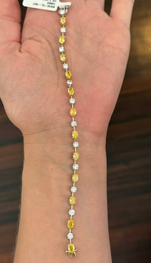 7.15ct oval yellow and round
white lab diamond bracelet