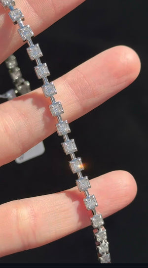 White gold 2.96ct princess cut lab diamond tennis bracelet