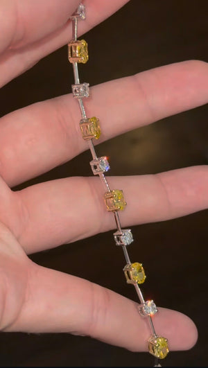 8.03ct yellow oval and white round lab diamond bracelet