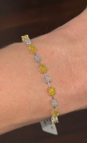 7.15ct oval yellow and round
white lab diamond bracelet