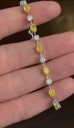 7.15ct oval yellow and round
white lab diamond bracelet