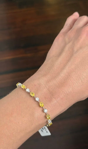 7.15ct oval yellow and round
white lab diamond bracelet