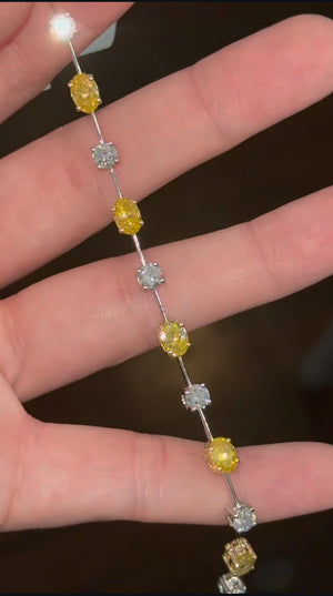8.03ct yellow oval and white round lab diamond bracelet