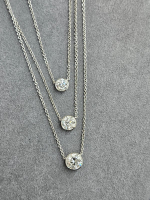 *Custom Made* Bezel set Round Lab Diamond Necklace
