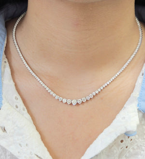 11.55 CT Lab 17 Inches Graduated Tennis Bracelet