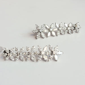 Diamond Flower Dangle Earrings