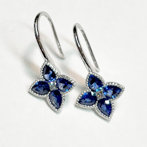 Sapphire & Diamond Flower Earrings
