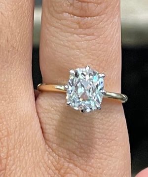 3.01ct Elongated Old Mine Cut Solitaire Ring