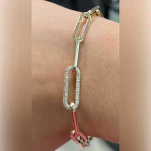 Pave Diamond Yellow Gold Link Bracelet