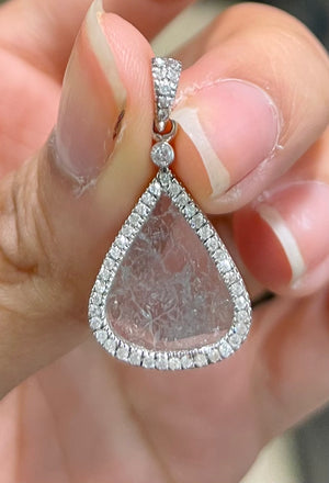 Unique Pear Shaped Rose Cut Diamond Pendant