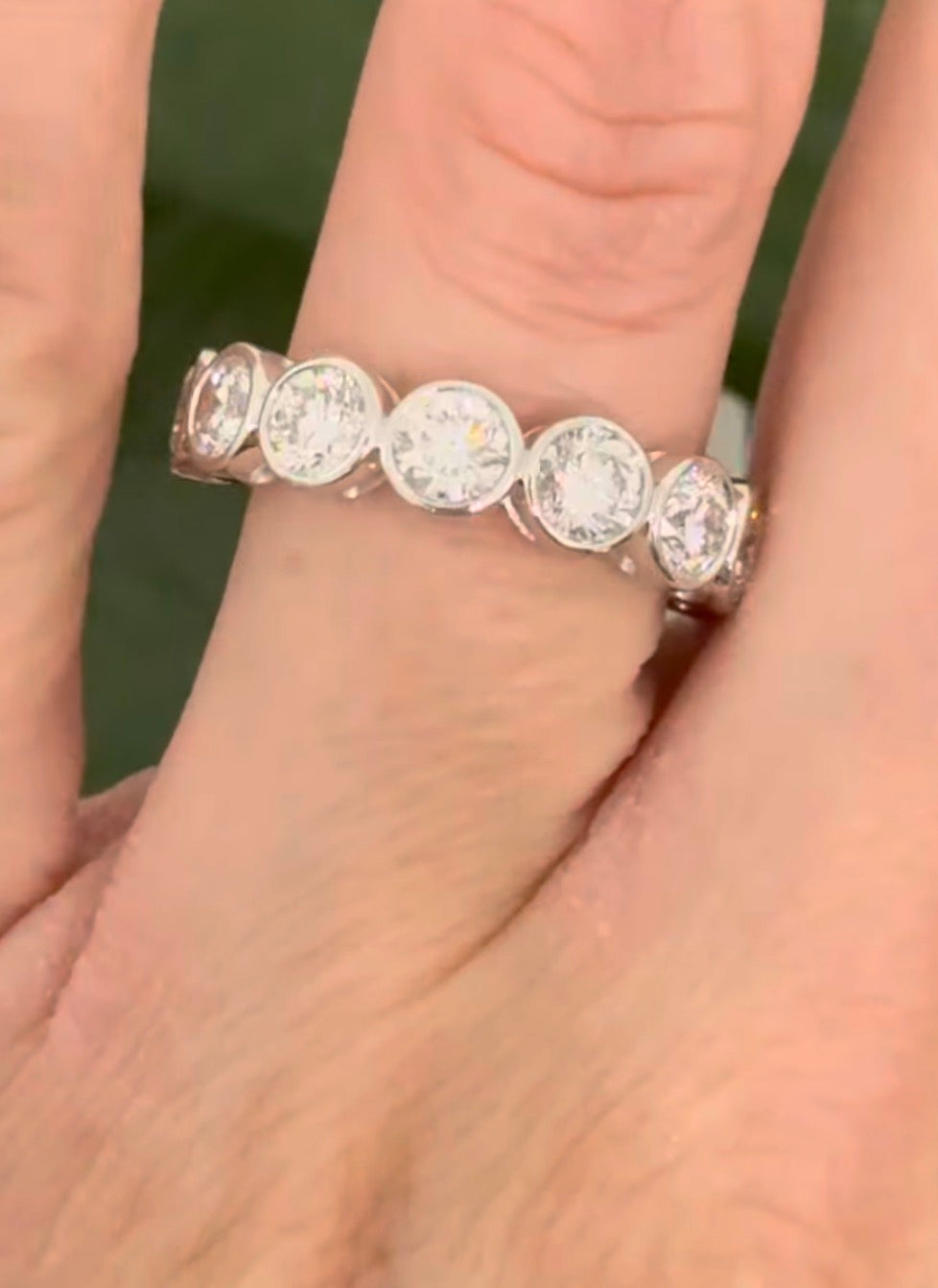 White gold bezel set 3.09ct lab diamond 3/4 eternity band