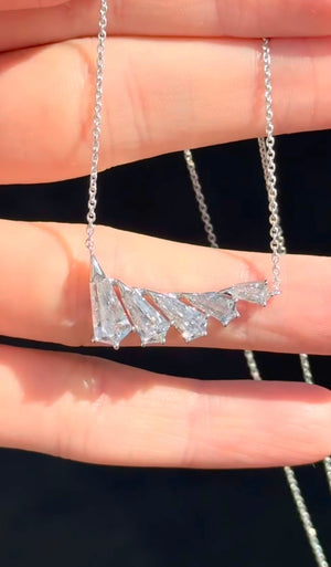 3.16 ct White Gold Double Sided Shield Cut Lab Diamond Necklace