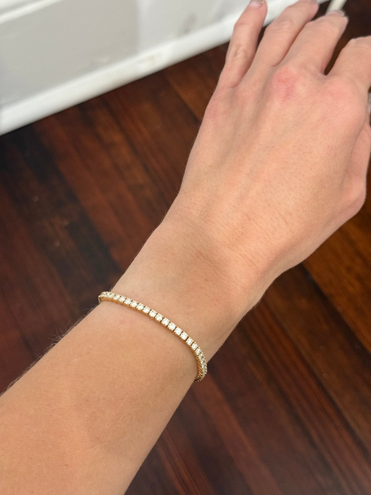 Yellow gold 4 prong 5.02ct natural diamond tennis bracelet