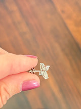 White gold flower stud earrings with marquise lab diamonds and push backs