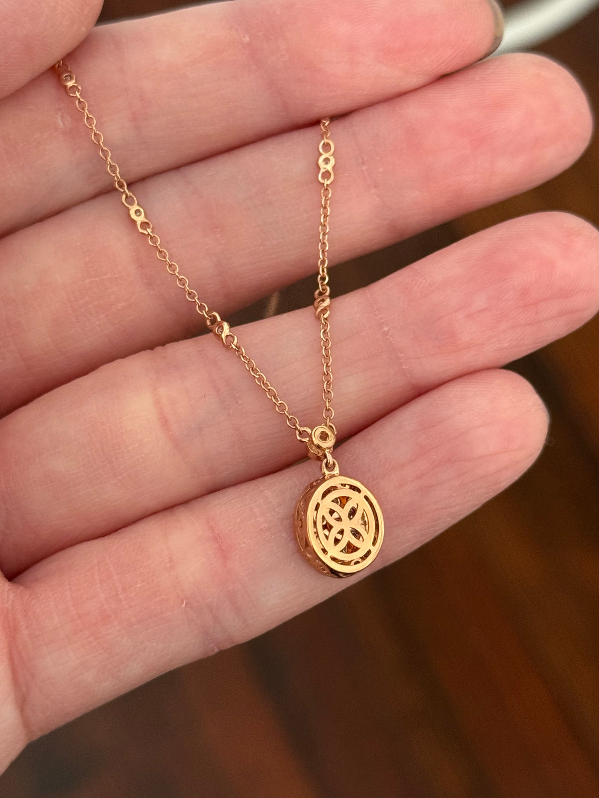 Rose gold natural diamond necklace