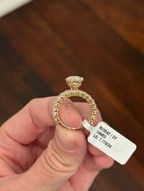 Yellow gold oval and round lab diamond ring and band set. Center stone is 5.1cts
