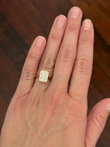 Yellow gold bezel set 2.99ct radiant lab diamond ring