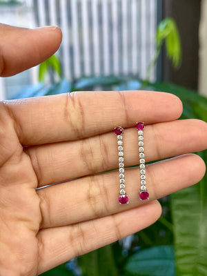 0.60 TCW Ruby and  Diamonds Dangle Earrings