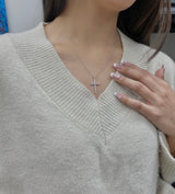 0.50CT Lab-Grown Diamond Sterling Silver Cross Necklace