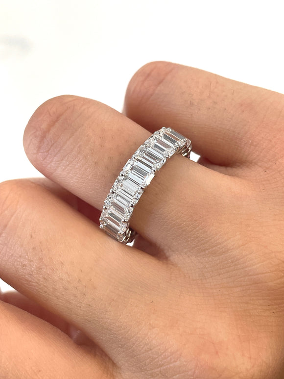 Lab 6.28ct Emerald cut Eternity Band